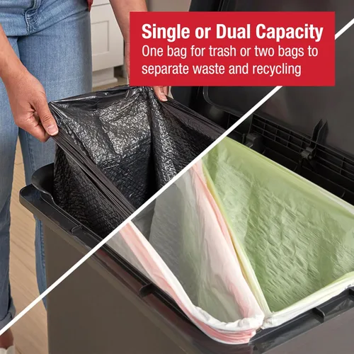 Miniatura 3 de Rubbermaid Bote de basura de alta capacidad, 19 galones, basura o reciclaje de flujo simple o doble, carbón, pedal de acero inoxidable