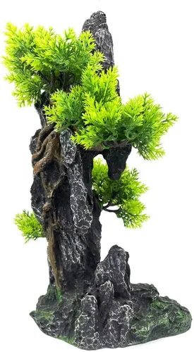 Miniatura 9 de Adorno de piedra para acuario con vista a la montaña, árbol de cueva de roca, decoración de acuario para peceras para peceras pequeñas, 7.5 pulgadas