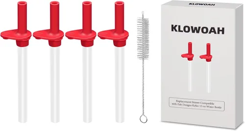 Miniatura 9 de Pajitas de repuesto compatibles con botella de agua Zak de 15 onzas, popote reutilizable con cepillo de limpieza (gris, paquete de 4)