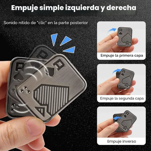 Miniatura 4 de Deslizador de Dedos, Carta de Póker de Metal, Clicker de Dedos, Juguetes de Dedos para Adultos, Alivian el Estrés, la Ansiedad, el TDAH, Regalo