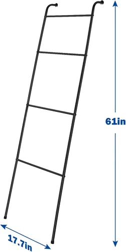Miniatura 2 de Escalera para Mantas Soporte Decorativo Portador de Toallas para Baño, Soporte de Metal Apoyado en Pared para Secar Colchas para Sala de Estar