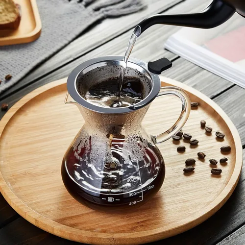Miniatura 3 de Unbreakable - Cafetera con doble filtro inoxidable de 17 onzas, grueso resistente al calor, gotero de vidrio de borosilicato para verter sobre