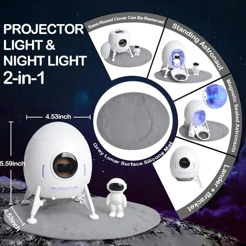 Miniatura 3 de Proyector de estrellas y galaxias astronautas, luz nocturna, Space Man Lander Astronauta Buddy Starry Nebula Proyector de techo Sky LED Starlight