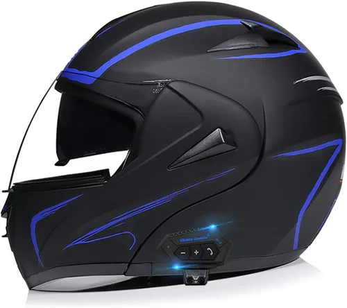 Miniatura 8 de Casco modular SDFGDFD Bluetooth, casco anticolisión de la motocicleta de cara completa ha obtenido la certificación DOT/ECE, casco de moto de cara