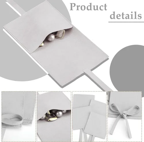 Miniatura 3 de Lothee 40 piezas de bolsas de joyería de microfibra de 8x8 cm, lujosas bolsas de regalo pequeñas con lazo de microfibra para joyería, estilo sobre