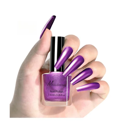 Miniatura 17 de Esmalte de uñas marrón metálico con efecto espejo, duradero y de secado rápido, brillante cromo para manicura DIY (012#TJ, 6ml)
