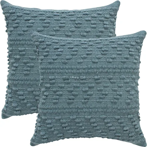 Miniatura 2 de ACCENTHOME Funda de almohada bohemia de 16 x 16 pulgadas (2 unidades) de algodón tejida a mano con diseño decorativo para casa de campo, sofá