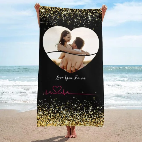 Miniatura 21 de Shapoo Toalla de playa con foto personalizada, foto personalizada/fondo/texto, divertida toalla de baño de microfibra personalizada para Una foto