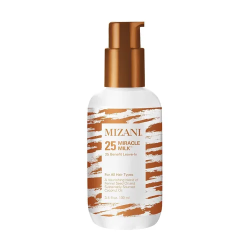 Mizani 25 Benefit Miracle Milk - Acondicionador sin enjuague para cabello rizado, con aceite de coco, spray desenredante de rizos, protector térmico