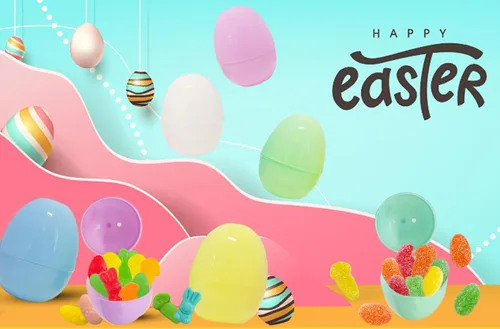 Miniatura 5 de The Dreidel Company Huevos de Pascua rellenables, paquete de 25 huevos de Pascua de plástico brillante con bisagra, perfectos para la caza de huevos