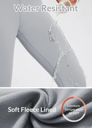 Miniatura 8 de baleaf Leggings con forro polar para mujer, impermeables, pantalones de senderismo de invierno, mallas térmicas para correr, bolsillos
