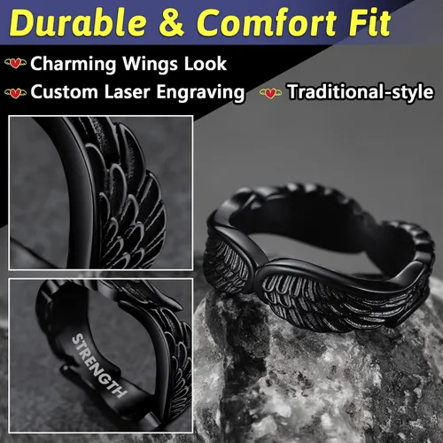 Miniatura 5 de FaithHeart Anillos góticos punk del diablo mal de ojo, anillo de motociclista de acero inoxidable con garra de dragón y águila para hombres