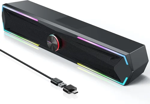 Tylubio Altavoces de computadora para PC de escritorio con sonido claro, altavoz de PC LED fluido para computadora de escritorio, monitor de laptop,