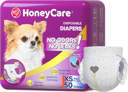Miniatura 6 de HONEY CARE Pañales desechables para perros XL, tamaño mejorado, 12 unidades, súper absorbentes, transpirables, con indicador de humedad