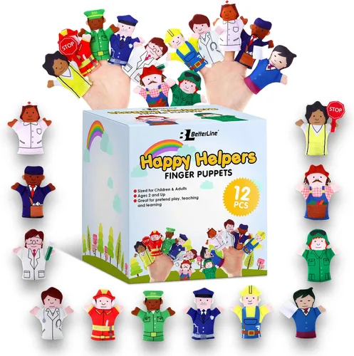 Miniatura 10 de Juego de marionetas de dedo, juego de 20 piezas para la hora del cuento, marionetas de tela con 14 animales más 6 personas miembros de la familia