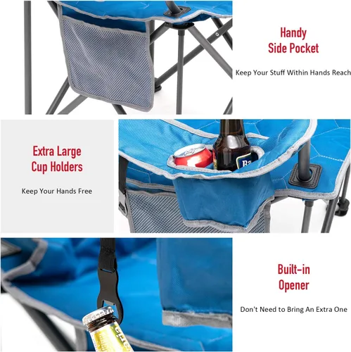 Miniatura 5 de SUNNYFEEL Silla de campamento de gran tamaño para adultos grandes y altos, silla de campamento plegable resistente que soporta 500 libras, silla