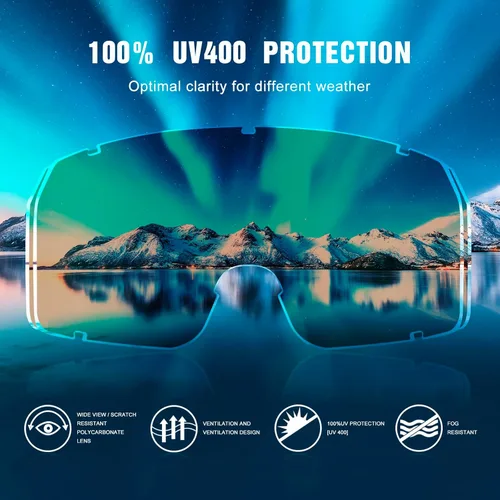 Miniatura 9 de SPOSUNE Gafas de esquí sobre gafas con doble lente Gafas de nieve antivaho anti-UV para hombres, mujeres, jóvenes, esquí, motos de nieve negro