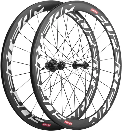Miniatura 14 de Superteam Ruedas de Bicicleta de Carretera de Fibra de Carbono 700C, Juego de Ruedas Clincher de 50mm, Mate de 23 de Ancho Plateado