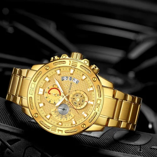 Miniatura 7 de Reloj cronógrafo de cuarzo de lujo para hombre acero inoxidable y metal resistente al agua informal con fecha