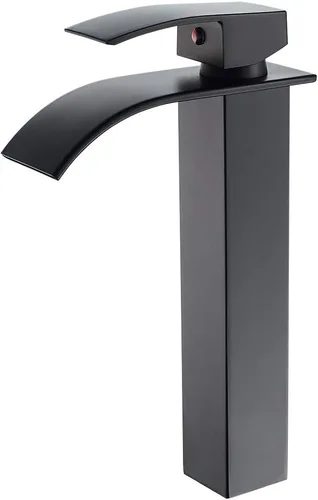 VOTON - Grifo de baño cromado en cascada, de un solo agujero para lavabo, con cubierta