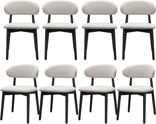 Miniatura 13 de Juego de 2 sillas de comedor de granja, modernas sillas de comedor de madera de mediados de siglo, sillas de comedor tapizadas de tela de granja
