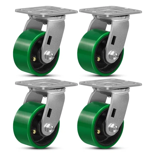 Miniatura 57 de Ruedas giratorias, ruedas industriales de 4 pulgadas resistentes, poliuretano en rueda de acero, ruedas giratorias de placa superior