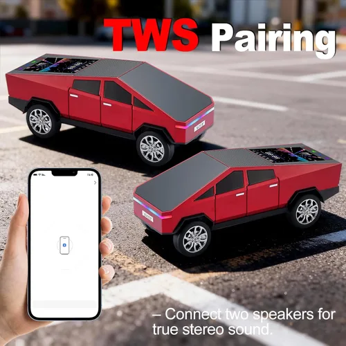 Miniatura 6 de WSTER Cyber Pickup - Altavoz Bluetooth con pantalla LED, regalo considerado para fanáticos del diseño de automóviles y usuarios de audio, TWS