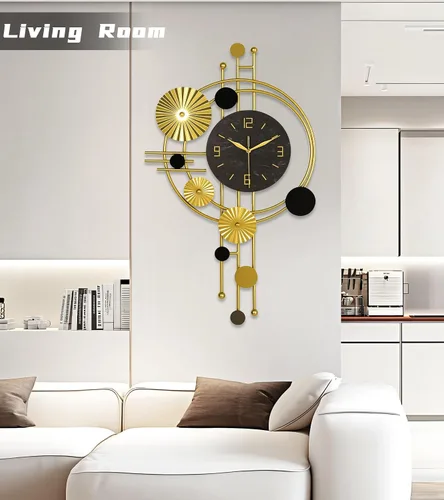 Miniatura 7 de Reloj de pared grande, relojes modernos para sala de estar, diseño geométrico, reloj de pared silencioso, funciona con pilas, para sala de estar