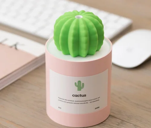 Miniatura 3 de Minihumidificador, 280ml USB Portátil Cactus Difusor de aire con niebla fría, Funcionamiento Ultra-silencioso para Dormitorio Hogar Oficina Yoga Rosa