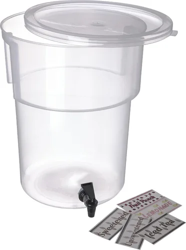 Miniatura 12 de Carlisle FoodService Products Dispensador redondo de bebidas Dispensador de bebidas con espita para catering, plástico, 3 galones, transparente
