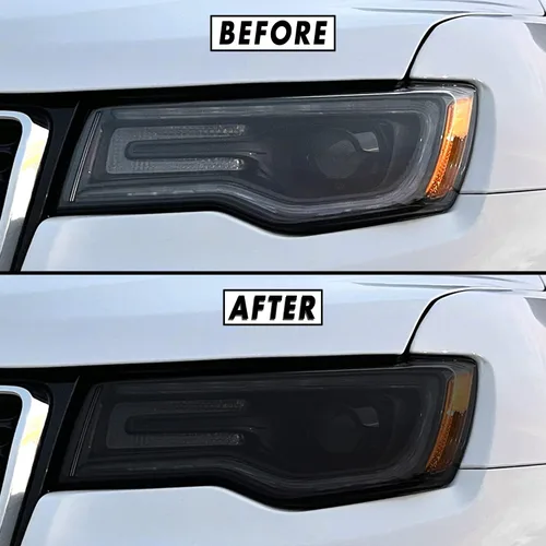 Miniatura 8 de SlickMod Vinilo PreCortado Tinta de Humo para Faro y Antiniebla de Jeep Grand Cherokee 2014-2021 (1. Faro, 20 por ciento de Humo Oscuro)