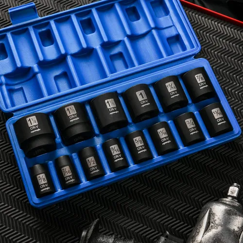 Miniatura 3 de EPAuto Juego de dados de impacto SAE poco profundos de 1/2 pulgada, CRV, 6 puntos, 14 dados