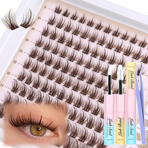 Miniatura 18 de Extensiones de pestañas en racimo naturales DIY, extensiones de pestañas en racimo con curva C, extensiones de pestañas en racimo para ojo de gato