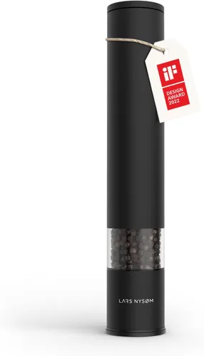 LARS NYSØM - Molinillo de sal y pimienta manual con molinillo de cerámica ajustable de grueso a fino | Molinillo de especias de diseño (Negro carbón)