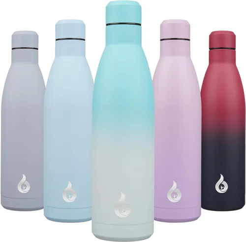 Miniatura 44 de BJPKPK Botella de Agua Aislada 17oz Botellas de Agua de Acero Inoxidable Apta para Lavavajillas Metal Térmica Mantiene Frío y Caliente, Gris Niebla