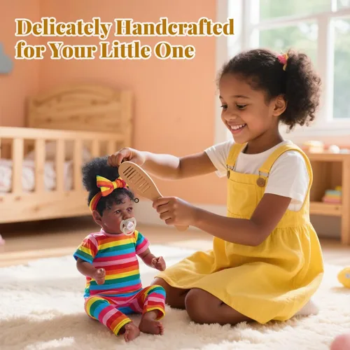 Miniatura 9 de JIZHI Muñecas Bebé Reborn Negras - Cuerpo Suave Realista Afroamericana Muñeca de Niña Recién Nacida de 20 Pulgadas Mejor Set de Regalo de Cumpleaños