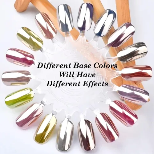 Miniatura 2 de 2 piezas de polvo de uñas cromado perla blanca súper brillante efecto espejo metálico, polvo cromado de unicornio de luna blanca para uñas, polvos