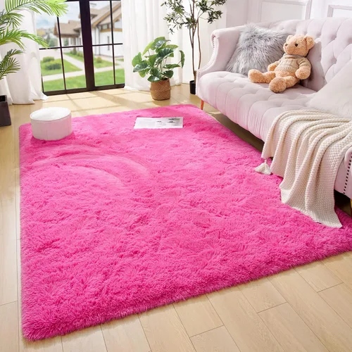 Amearea Alfombra de Área Peluda Esponjosa para Dormitorio de Niñas Sala de Estar, Extra Suave y Difusa Alfombras Peludas, Antideslizante, Alfombra