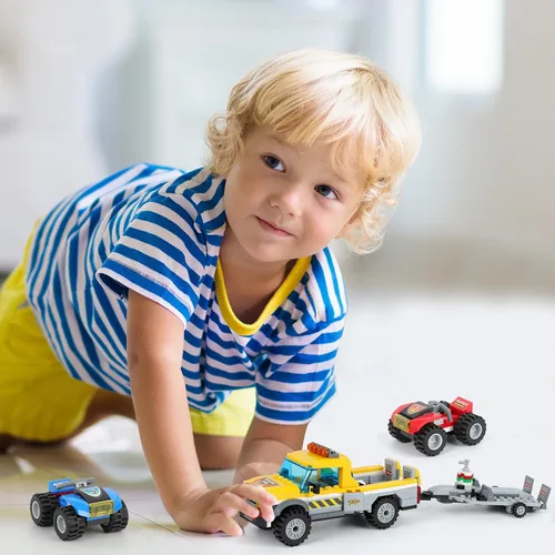 Miniatura 5 de City Race Buggy Transporter - Juego de construcción de 324 piezas 3 en 1 para camiones de servicio urbano, vehículos STEM, juguetes de construcción