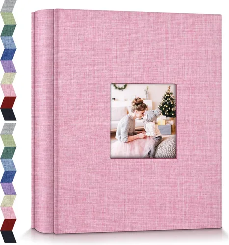 Miniatura 24 de Álbum de fotos popotop 4x6 - 100 fotos, libros de fotos con 100 bolsillos verticales, álbumes con cubierta de lino para fotos familiares, de boda