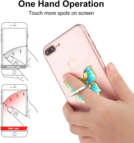 Miniatura 3 de Soporte de anillo de dedo de mariposa para teléfono celular, rotación de 360 grados, agarre de anillo de metal para iPhone, Samsung Galaxy, todos P9