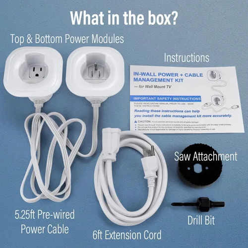 Miniatura 8 de Kit de organización de cables en la pared, ocultador de cables de TV para TV montado en la pared, ocultar cables de TV para montaje en pared, kit