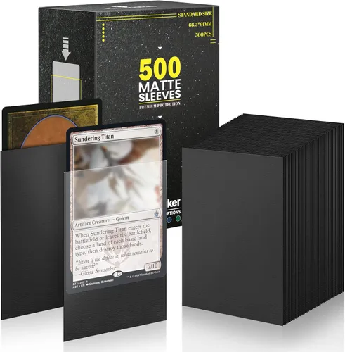 Miniatura 19 de Fabmaker - Juego de 200 fundas negras para tarjetas, fundas estándar resistentes MTG mate, acabado trasero mate, barajado perfecto, protege todas
