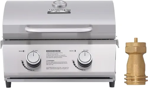 Miniatura 12 de Monument Grills Parrilla de gas propano de mesa para acampar al aire libre portátil cocinar con cerraduras de viaje, tapa alta de acero inoxidable