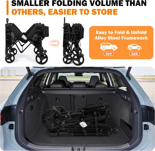 Miniatura 7 de Cochecito para 2 niños, asiento alto y arnés de 5 puntos, carro plegable todo terreno para niños pequeños con toldo, organizador para padres, bolsa