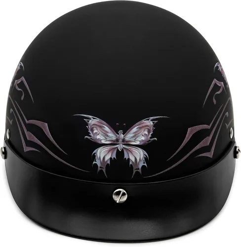 Miniatura 3 de VCAN Cruiser Intricate Butterfly - Casco para motocicleta Mariposa negra plana
