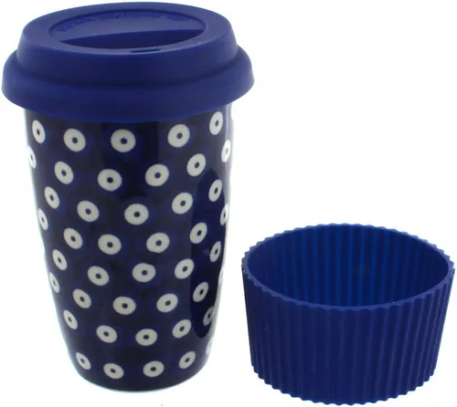Miniatura 5 de Blue Rose Polish Pottery - Taza de café de viaje de mariposa amarilla y azul - 12 oz - Taza para llevar, se adapta a la mayoría de portavasos
