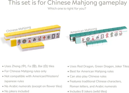 Miniatura 8 de Yellow Mountain Imports Juego de Mahjong chino – Rouge Prestige – 146 Azulejos Medianos, Set Profesional para Juego al Estilo Chino [中式麻將 專業套裝]