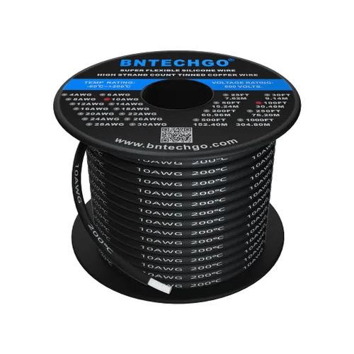 Miniatura 29 de BNTECHGO Carrete de alambre de silicona calibre 10 de 25 pies, alambre de cobre estañado trenzado de 10 AWG, color azul flexible
