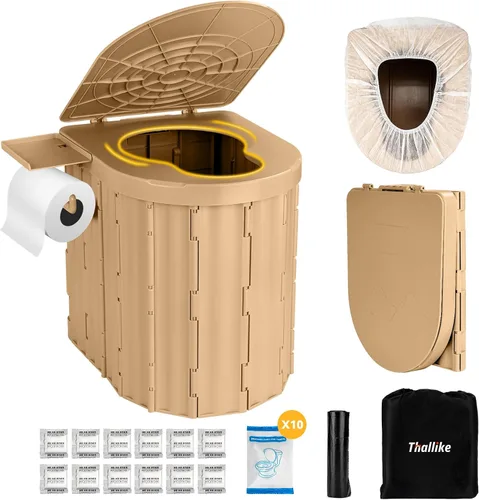 Miniatura 12 de Portable Camping Toilet with Pop-Up Privacy Tent, 12-inch Toilet Seat, Outdoor Portable Folding Toilet Potty for Adults Load Capacity of 400 Lbs
